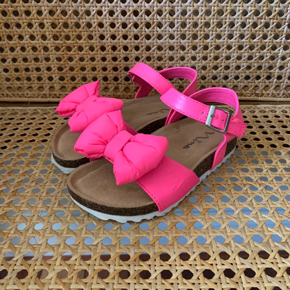 Nina Girls Hot Pink Bow Sandals 10